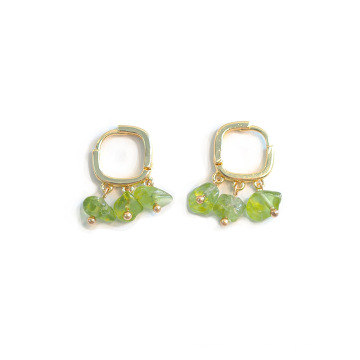 Shangjie Oem Joyas 2021 Fashion Ear Bukle Brincos de verão exclusivos Brincos de olivina verde exclusivos Brincos de ouro Jóias